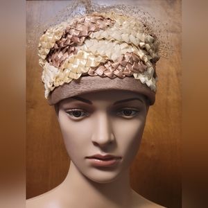 Vintage Women's Hat - Lustrous Cellophane Straw Union Made USA